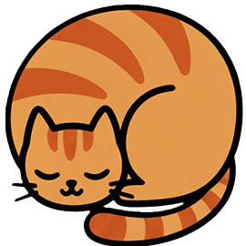Kursevi AI mascot - sleepy orange cat